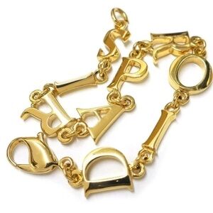 Christian Dior Gold Plated Logo Chain Bracelet